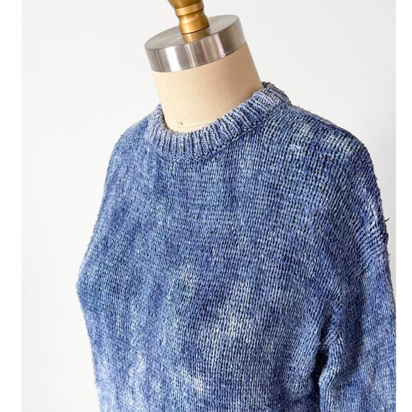 Altuzarra Blue Navy Hand Dyed 100% Silk Ribbon Knit Ombré Top - Picture 8 of 15